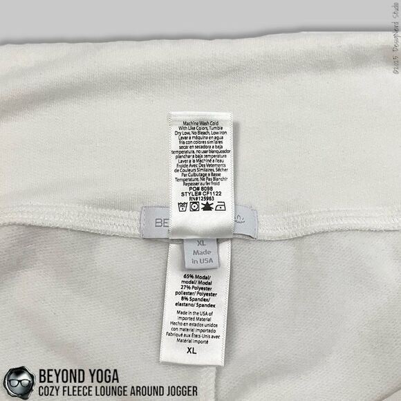 BEYOND YOGA COZY FLEECE LOUNGE AROUND MIDI JOGGER SWEATPANTS IN WHITE MODAL XL - Picture 7 of 10